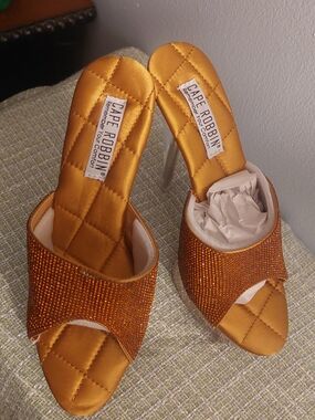 Cape Robbin Gold Satin Slip-On Heels
